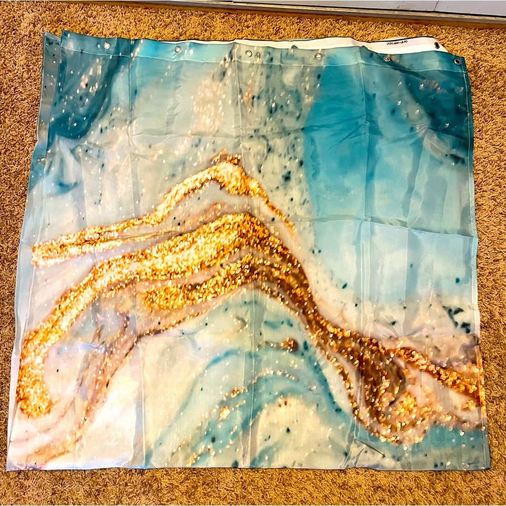Gold and Teal Shower Curtain 🚿